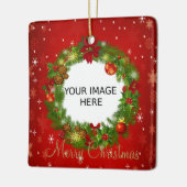 自分のクリスマスフォトパーソナライズされたを作成する セラミックオーナメント (左)