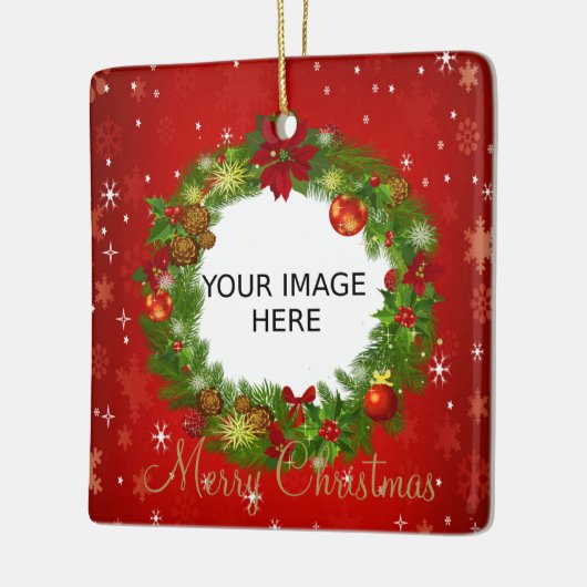 自分のクリスマスフォトパーソナライズされたを作成する セラミックオーナメント (左)