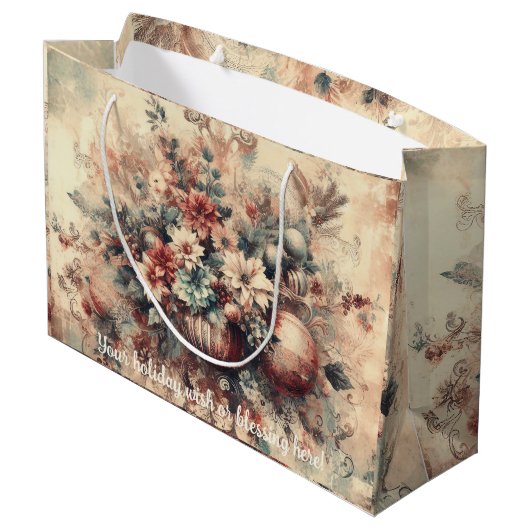 自分のクリスマスベビクトリアンースを作成する ラージペーパーバッグ (裏面アングル)