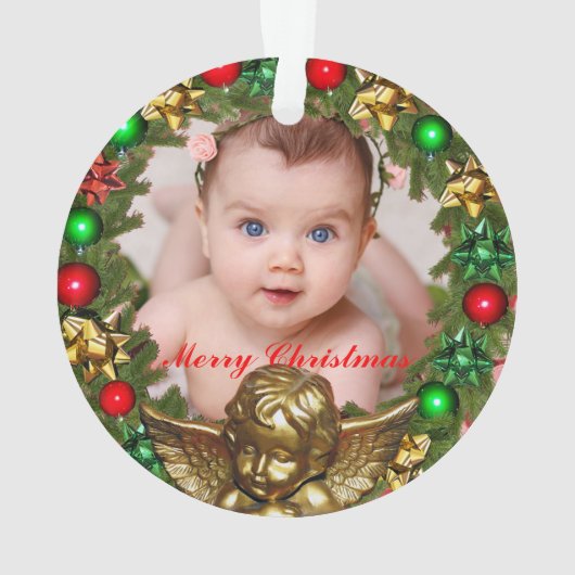 自分のクリスマスベビー写真の作成 オーナメント (裏面)