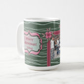 自分のクリスマスホリデーファミリーフォトを作成 コーヒーマグカップ (正面左)