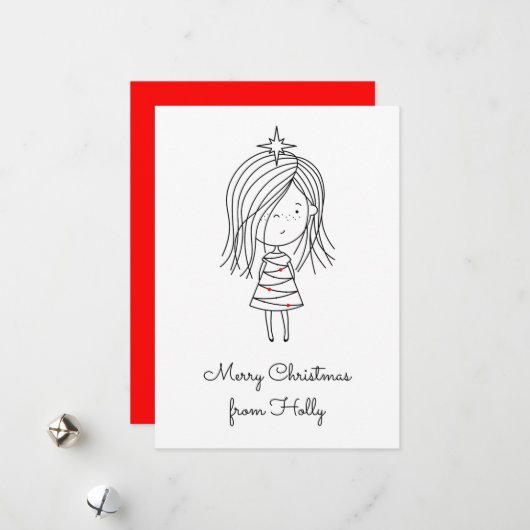 自分のクリスマスライトガールに色を付ける シーズンカード (正面/裏面インサイチュ)
