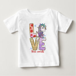 自分のクリスマスラブUnicornを作成 ベビーTシャツ