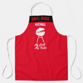 自分のグリルをパーソナライズ私のルールおもしろいBBQグリルシェフ エプロン (正面)