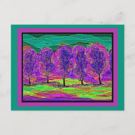 自分のコンピュータアート紫の木 ポストカード