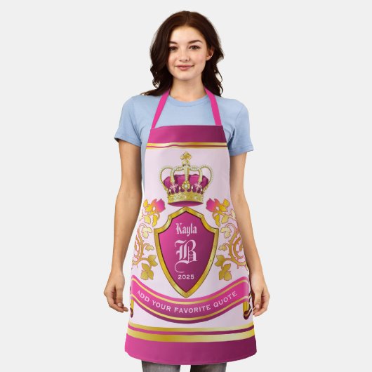 自分のコートの腕の金ゴールドの真珠 エプロン (着用した状態)