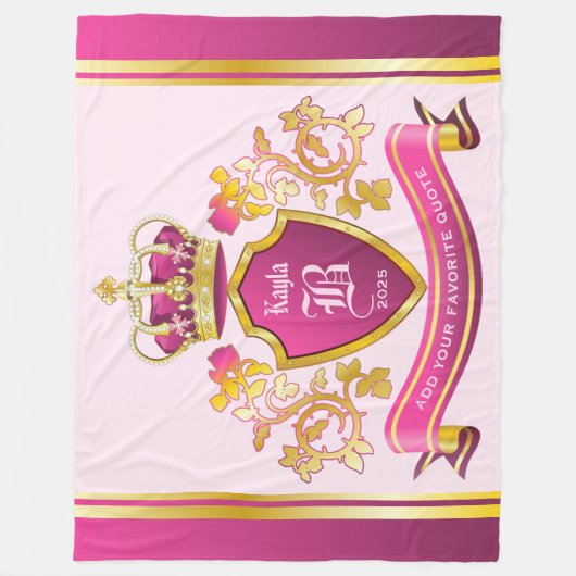 自分のコートの腕の金ゴールドの真珠 フリースブランケット (正面)