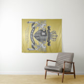 自分のコートをグレーのライオンの金ゴールドにする タペストリー (インサイチュ(横))