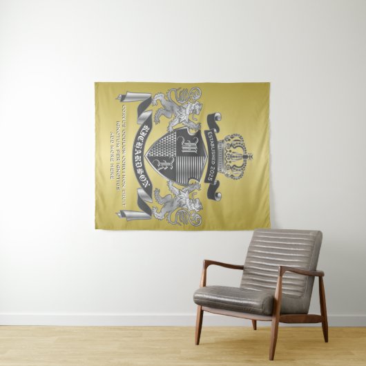 自分のコートをグレーのライオンの金ゴールドにする タペストリー (インサイチュ(横))