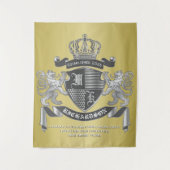 自分のコートをグレーのライオンの金ゴールドにする タペストリー (正面)