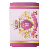 自分のコートをピンクの金ゴールド王冠真珠 バスマット (正面縦)