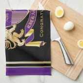 自分のコートをモノグラムの冠の紋章にする キッチンタオル (四つ折り)