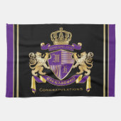 自分のコートをモノグラムの冠の紋章にする キッチンタオル (横)