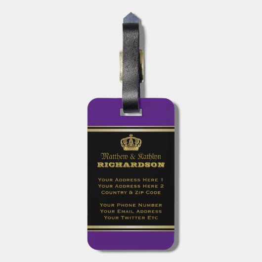 自分のコートをモノグラムの冠の紋章にする ラゲッジタグ (裏面縦)