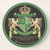 自分のコートを作る緑の金ゴールド獅子紋章 コースター (正面)