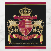 自分のコートを作る腕の赤い金ゴールドドラゴンエンブレム ワインラベル (シングルラベル)