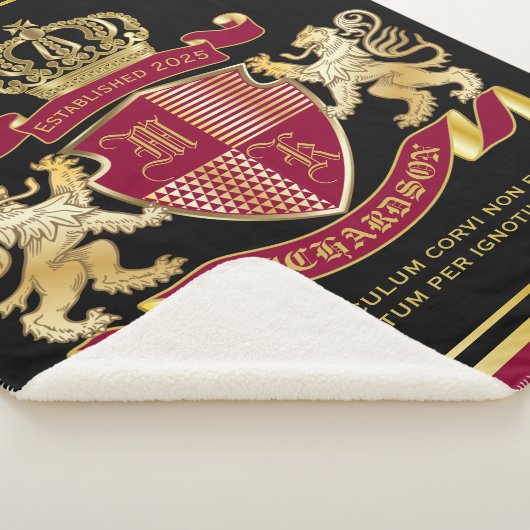 自分のコートを作る腕の赤い金ゴールド獅子紋章 シェルパブランケット (3/4)