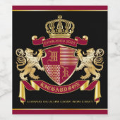 自分のコートを作る腕の赤い金ゴールド獅子紋章 ワインラベル (シングルラベル)