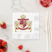 自分のコートを作る腕の赤い金ゴールド獅子紋章 縁ありカクテルナプキン (インサイチュ)