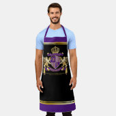 自分のコートを紫の金ゴールドの紋章にする エプロン (着用した状態)