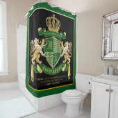 自分のコートを緑の金ゴールドの獅子紋にする シャワーカーテン (インサイチュ)