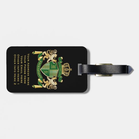 自分のコートを緑の金ゴールドの獅子紋にする ラゲッジタグ (裏面横)