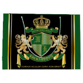 自分のコートを緑の金ゴールドの獅子紋にする ラージペーパーバッグ (裏面)