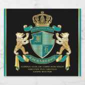 自分のコートを腕のティール(緑がかった色)金ゴールドのエンブレムにする ビールラベル (シングルラベル)