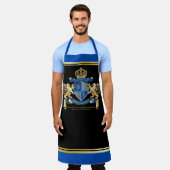 自分のコートを青い金ゴールドの紋章にする エプロン (着用した状態)