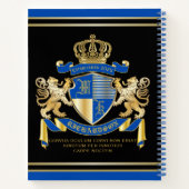 自分のコートオブアームズブルー金ゴールドの獅子紋章 ノートブック (裏面)