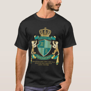 自分のコート·オブ·アームズのティール(緑がかった色)金ゴールドの紋 Tシャツ