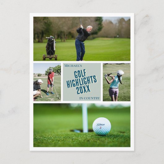 自分のゴルフゴルフのハイライト写真の投稿を作成 ポストカード (正面)