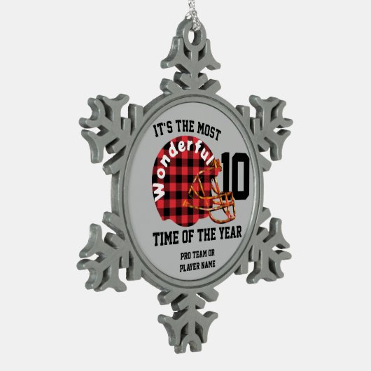 自分のサッカーパーソナライズされた名番号の作成 スノーフレークピューターオーナメント (左)