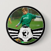 自分のサッカー選手を写真と番号のにカスタムする 缶バッジ (正面)
