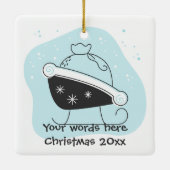 自分のサンタのそりを作成バッグクリスマス セラミックオーナメント (裏面)