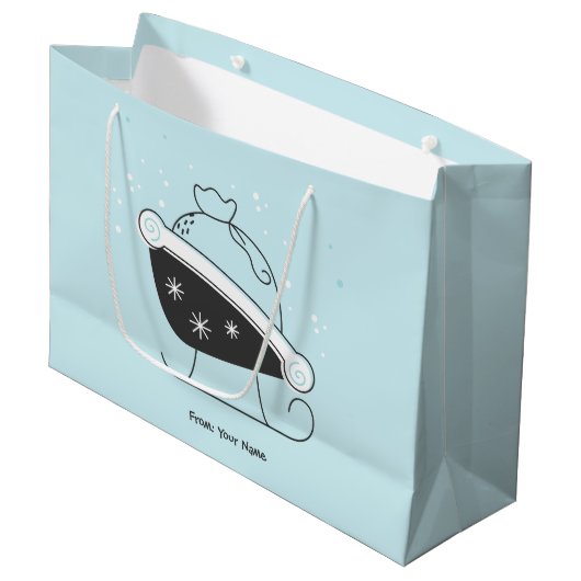 自分のサンタのそりを作成バッグクリスマス ラージペーパーバッグ (正面アングル)