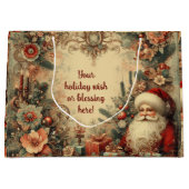 自分のサンタクロースビクトリアンのクリスマスを作成 ラージペーパーバッグ (正面)