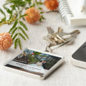 自分のシックモダンカップルの写結婚真を作成 キーホルダー (側面)