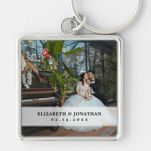 自分のシックモダンカップルの写結婚真を作成 キーホルダー (正面)