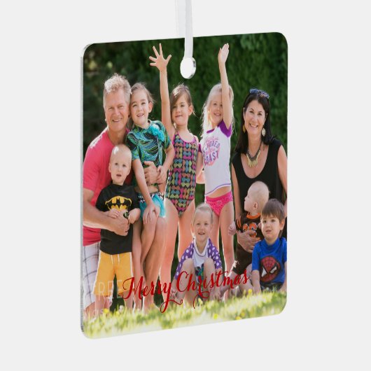 自分のスクエアフォトホリデークリスマスを作成 メタルオーナメント (正面右)