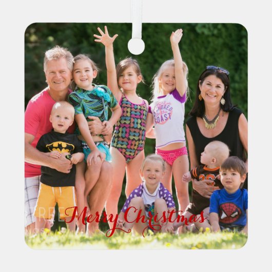 自分のスクエアフォトホリデークリスマスを作成 メタルオーナメント (裏面)