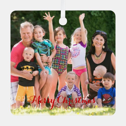 自分のスクエアフォトホリデークリスマスを作成 メタルオーナメント (正面)