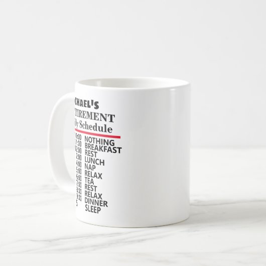 自分のスケジュールおもしろい退職金の作成 コーヒーマグカップ (正面左)