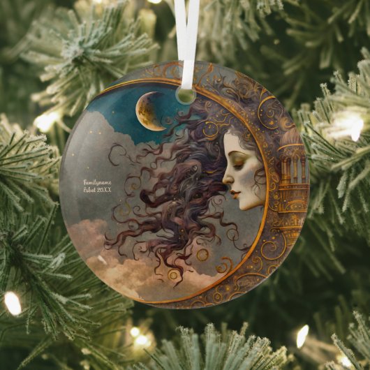 自分のスチームパンクの月の女性を作成 ガラスオーナメント (インサイチュ)