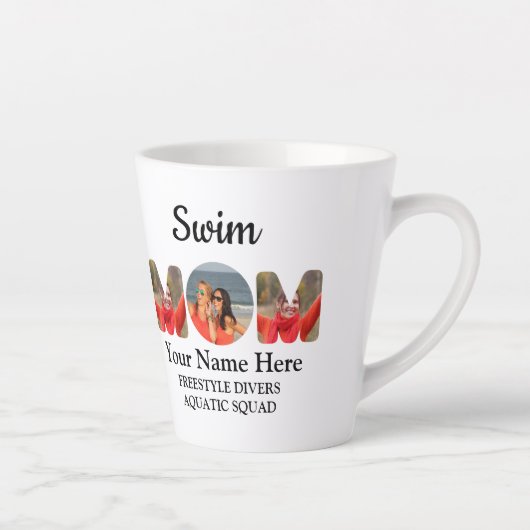自分のスポーツママ写真コラージュのママを作成する カフェラテマグ (右)