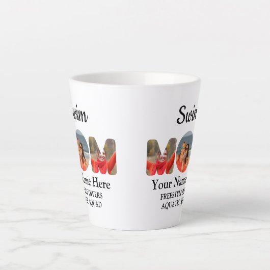 自分のスポーツママ写真コラージュのママを作成する カフェラテマグ (正面)