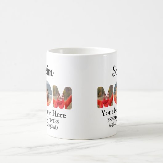 自分のスポーツママ写真コラージュのママを作成する コーヒーマグカップ (中央)