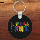 自分のスーパーヒーローになれ、感動的引用文 キーホルダー (正面)