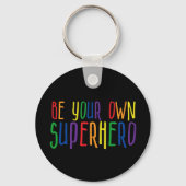 自分のスーパーヒーローになれ、感動的引用文 キーホルダー (裏面)