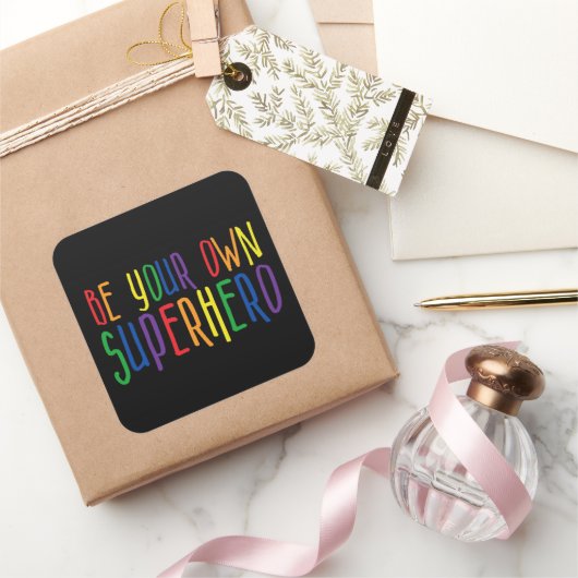 自分のスーパーヒーローになれ、感動的引用文 スクエアシール (ギフト)